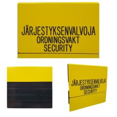 Järjestyksenvalvojan tunnus taskumalli